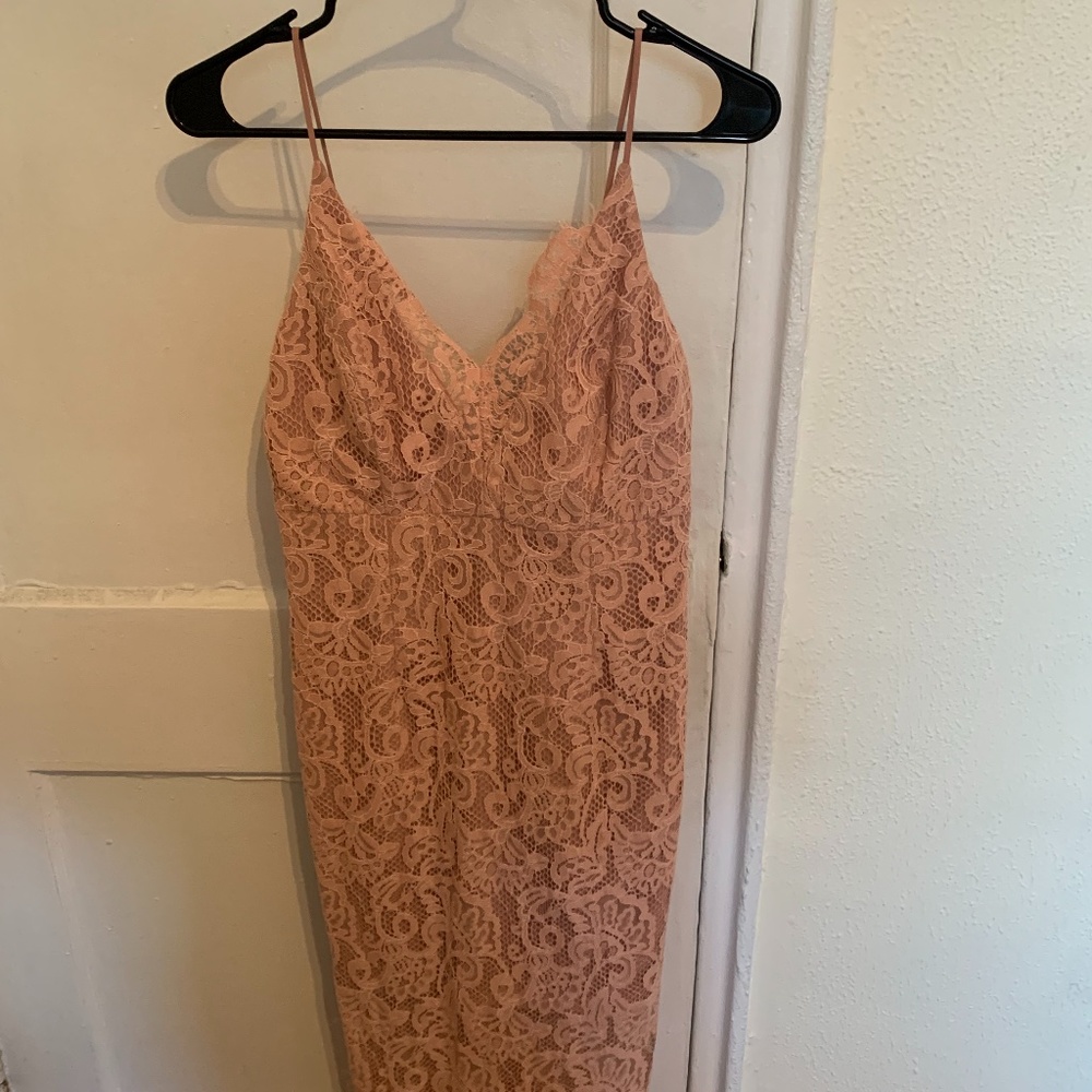 Bardot Pink Lace Midi Dress